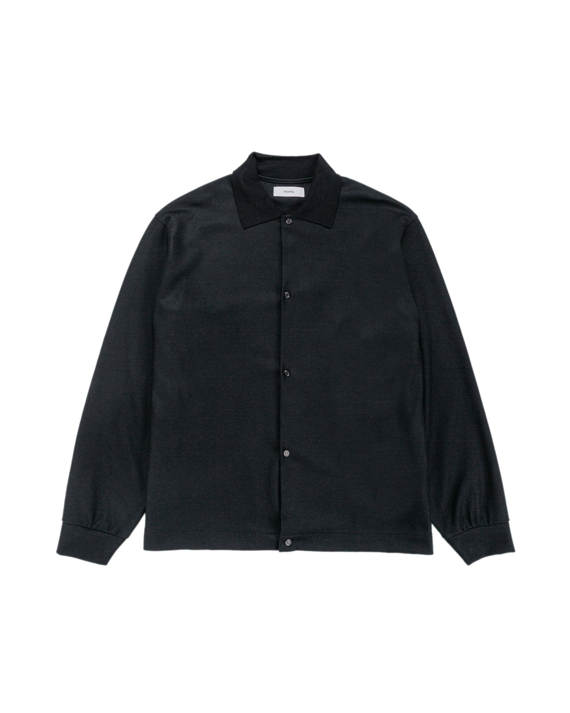 marka Shirt Cardigan Super 140s Wool Knit Black