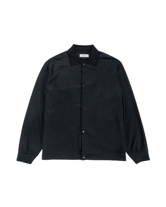 marka Shirt Cardigan Super 140s Wool Knit Black