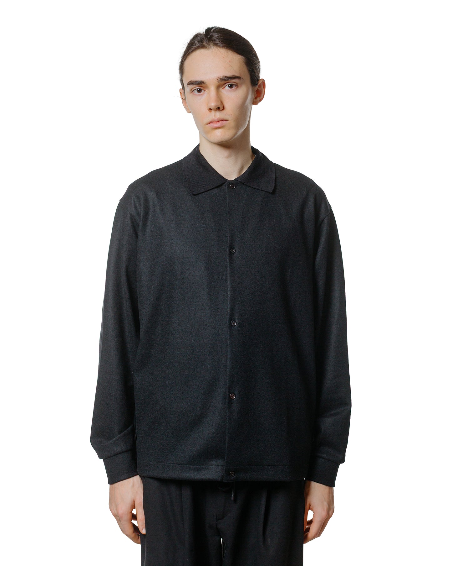 marka Shirt Cardigan Super 140s Wool Knit Black