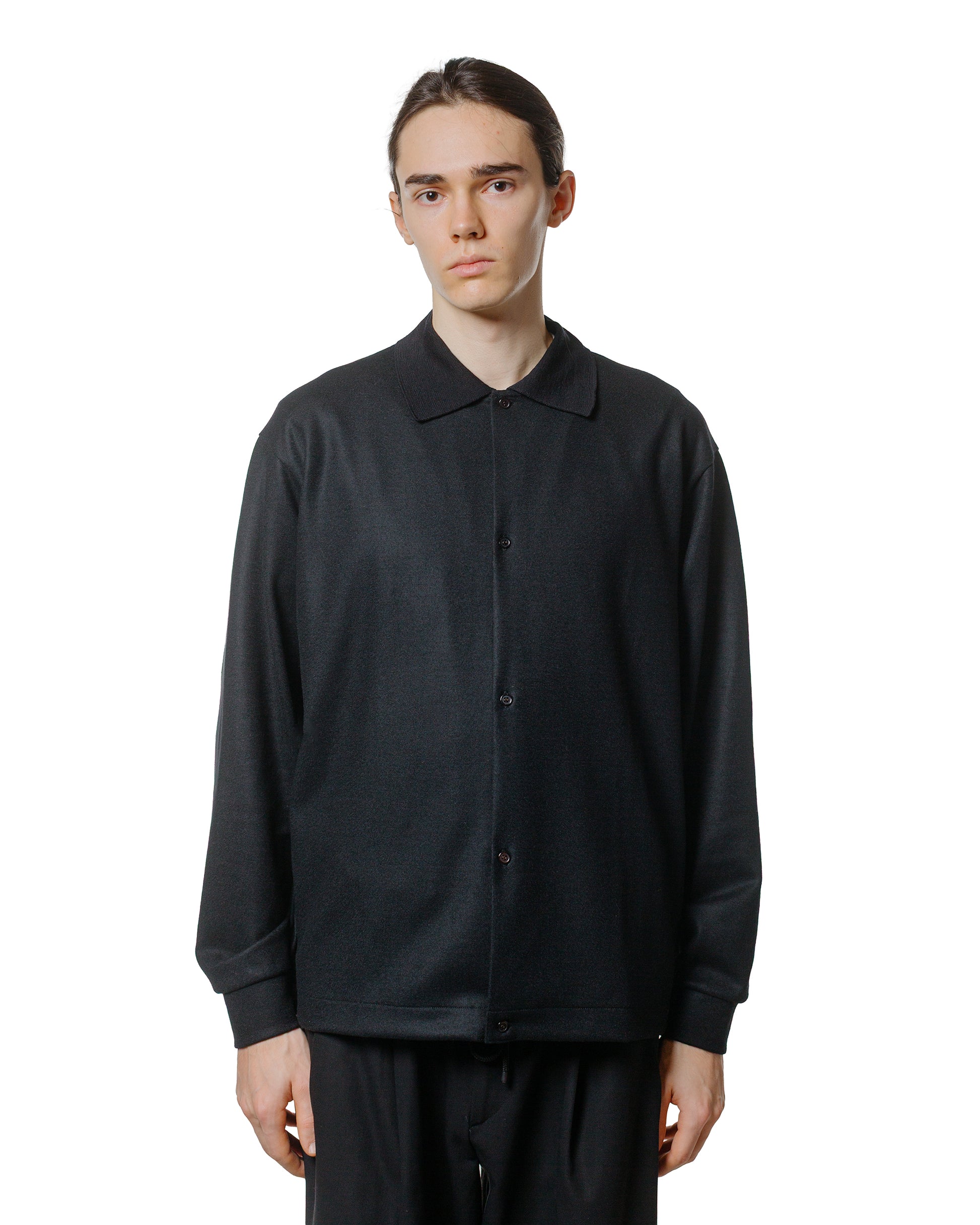 marka Shirt Cardigan Super 140s Wool Knit Black