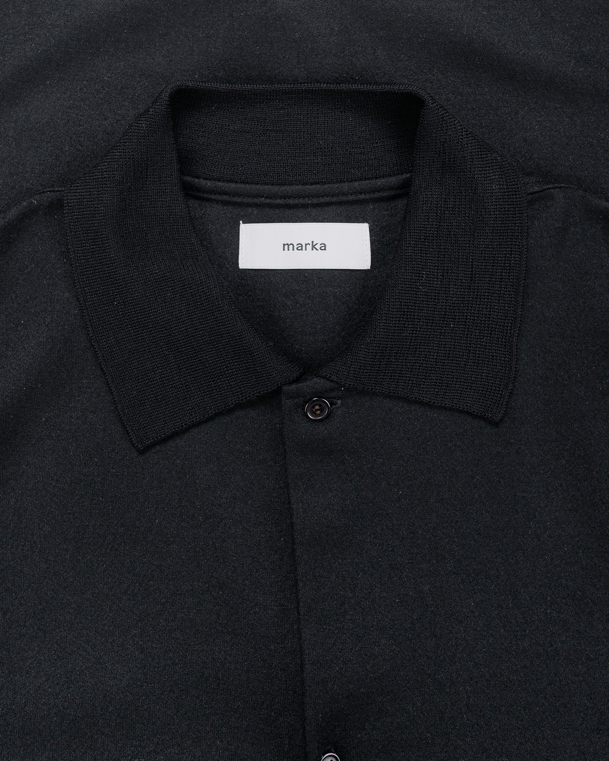 marka Shirt Cardigan Super 140s Wool Knit Black