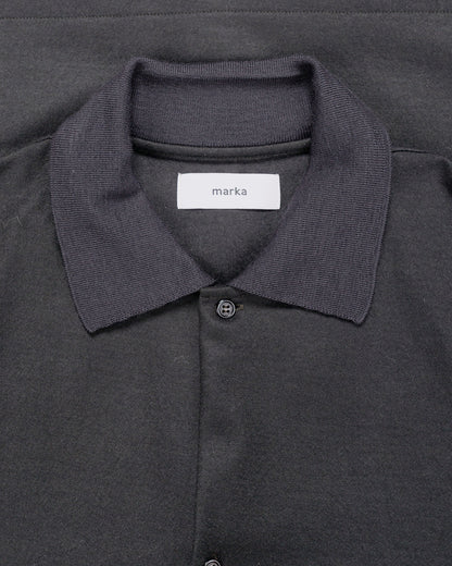 marka Shirt Cardigan Super 140s Wool Knit Charcoal