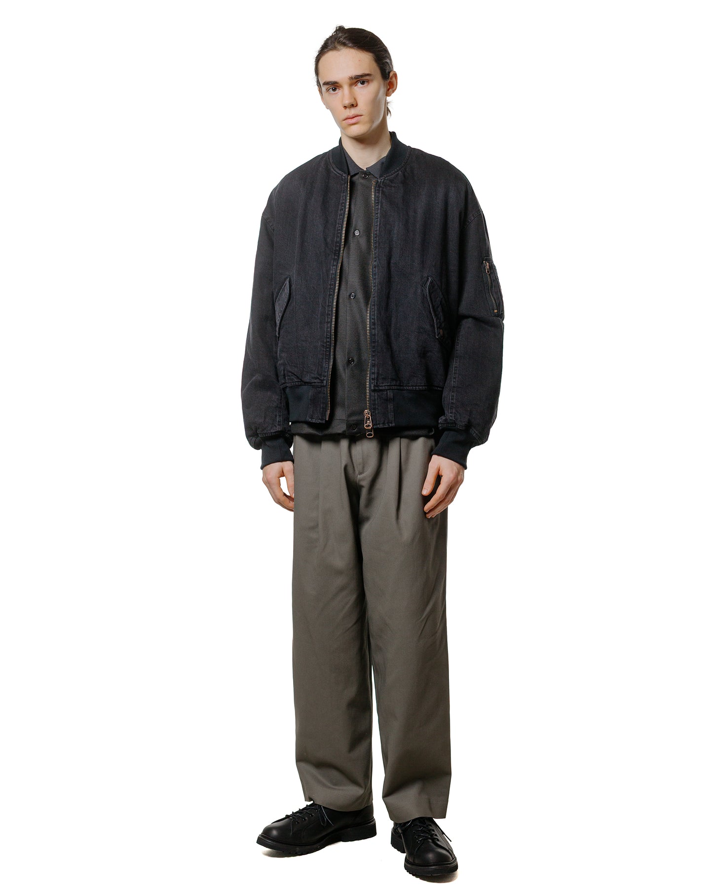 marka Shirt Cardigan Super 140s Wool Knit Charcoal