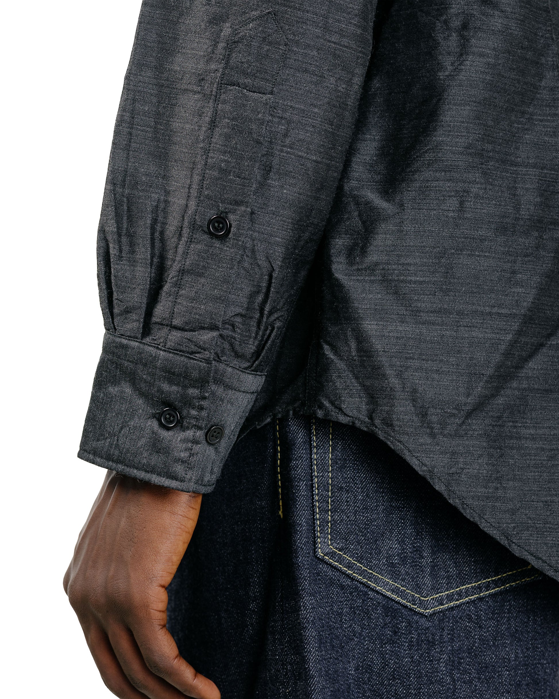 marka Silk/Wool Feather Twill Open Collar L/S Shirt Gray