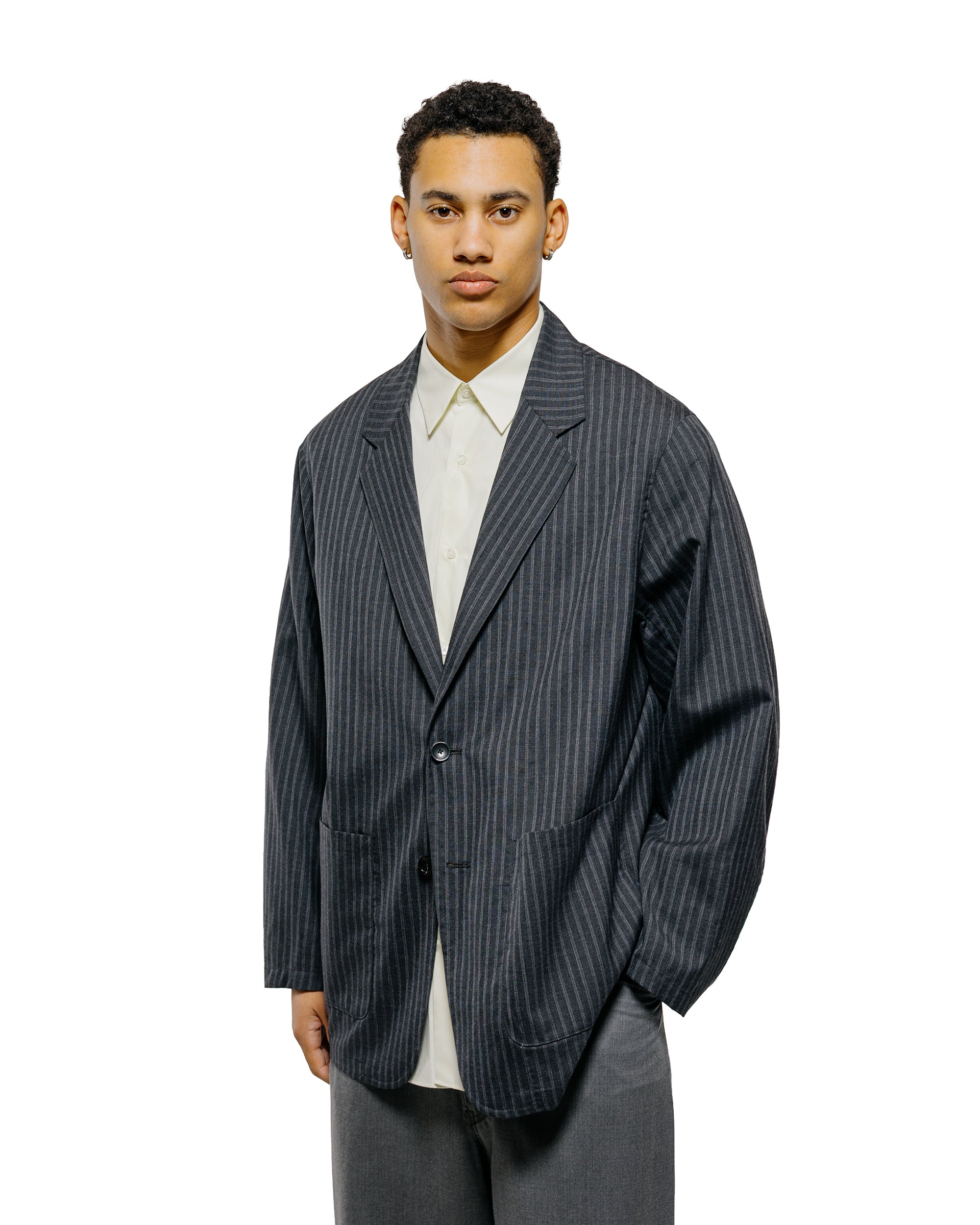 marka Stroll Around Jacket 2/72 Wool Tropical Washer Gray Stripe