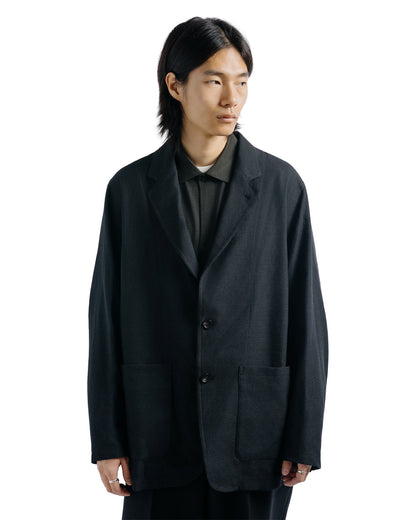 marka Stroll Around Jacket Tumbled Wool Serge Chambray Black