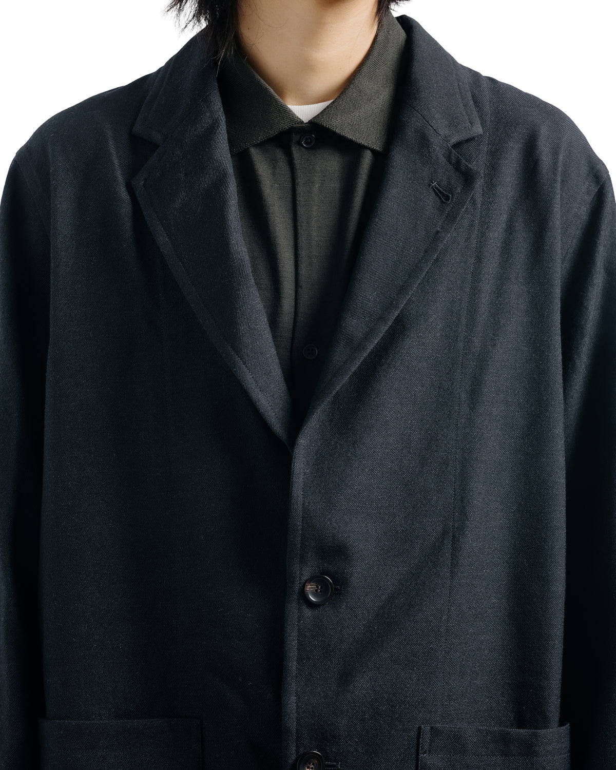 marka Stroll Around Jacket Tumbled Wool Serge Chambray Black