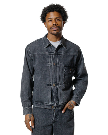 marka Type 1 Denim Jacket Organic Cotton 13.5oz Selvedge Denim Faded Black-3