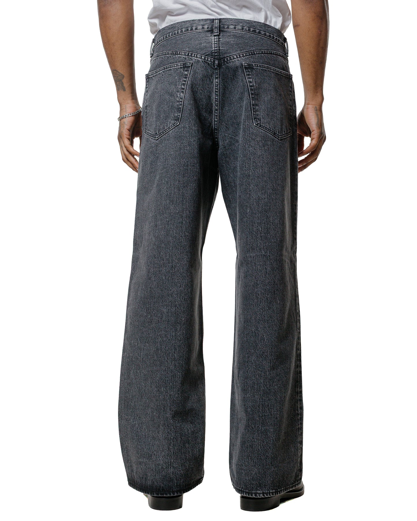 marka Wide Leg Jeans Organic Cotton 13.5oz Selvedge Denim Faded Black