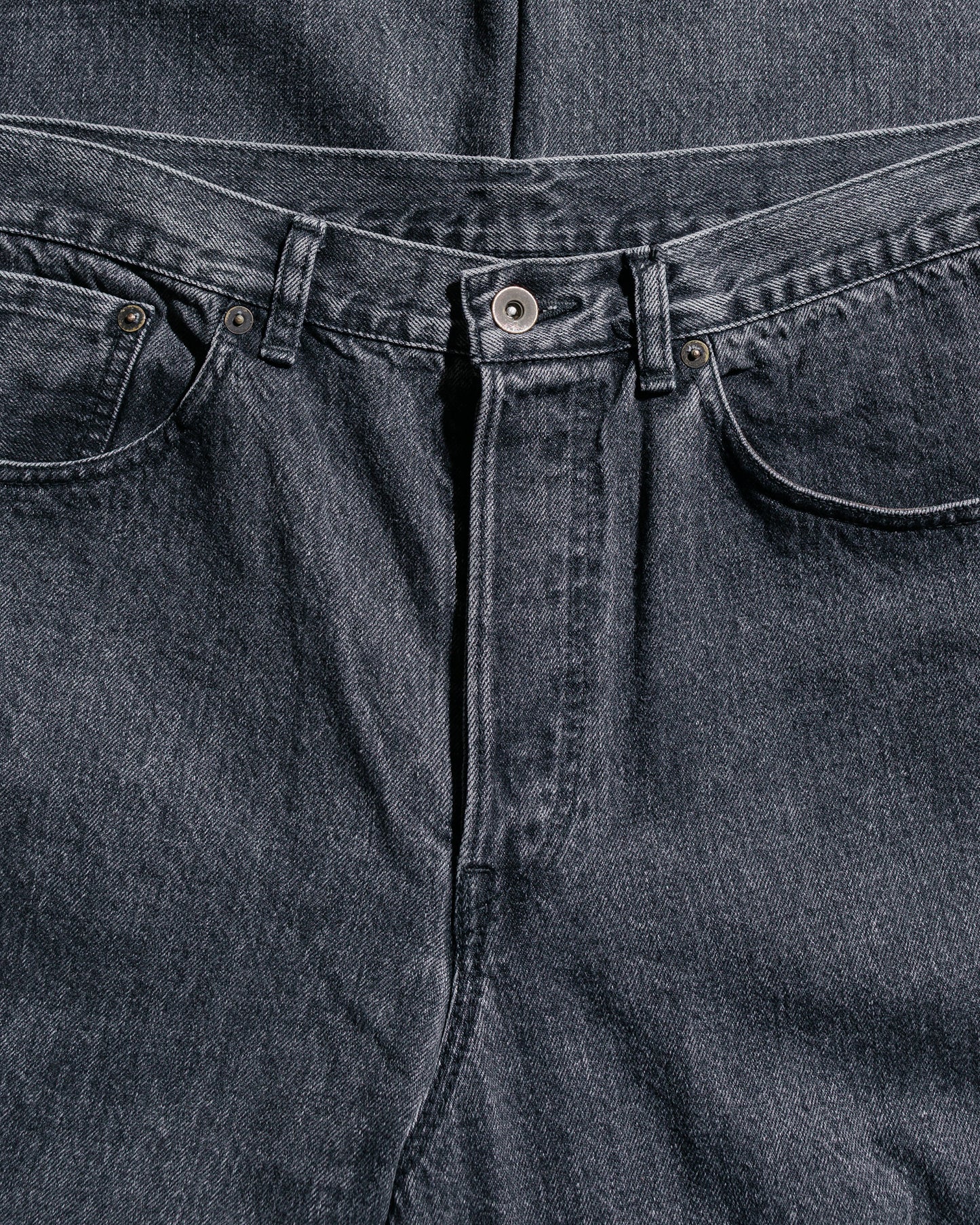 marka Wide Leg Jeans Organic Cotton 13.5oz Selvedge Denim Faded Black