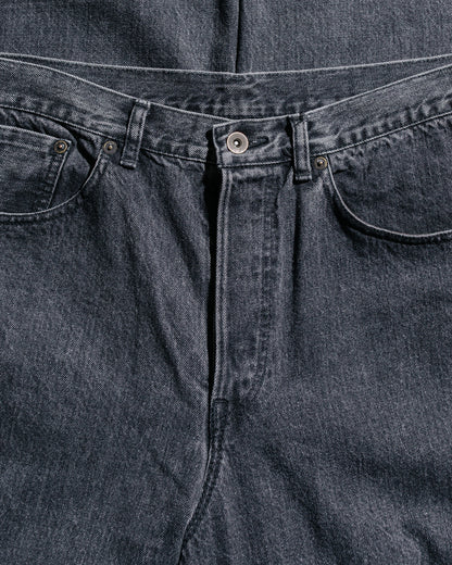 marka Wide Leg Jeans Organic Cotton 13.5oz Selvedge Denim Faded Black