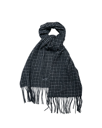 mfpen Facade Fringe Scarf Charcoal Fence Check