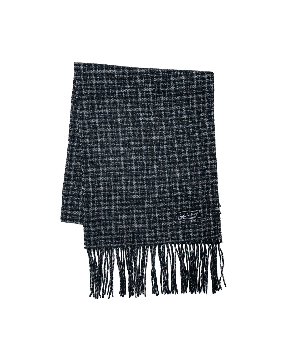 mfpen Facade Fringe Scarf Charcoal Fence Check