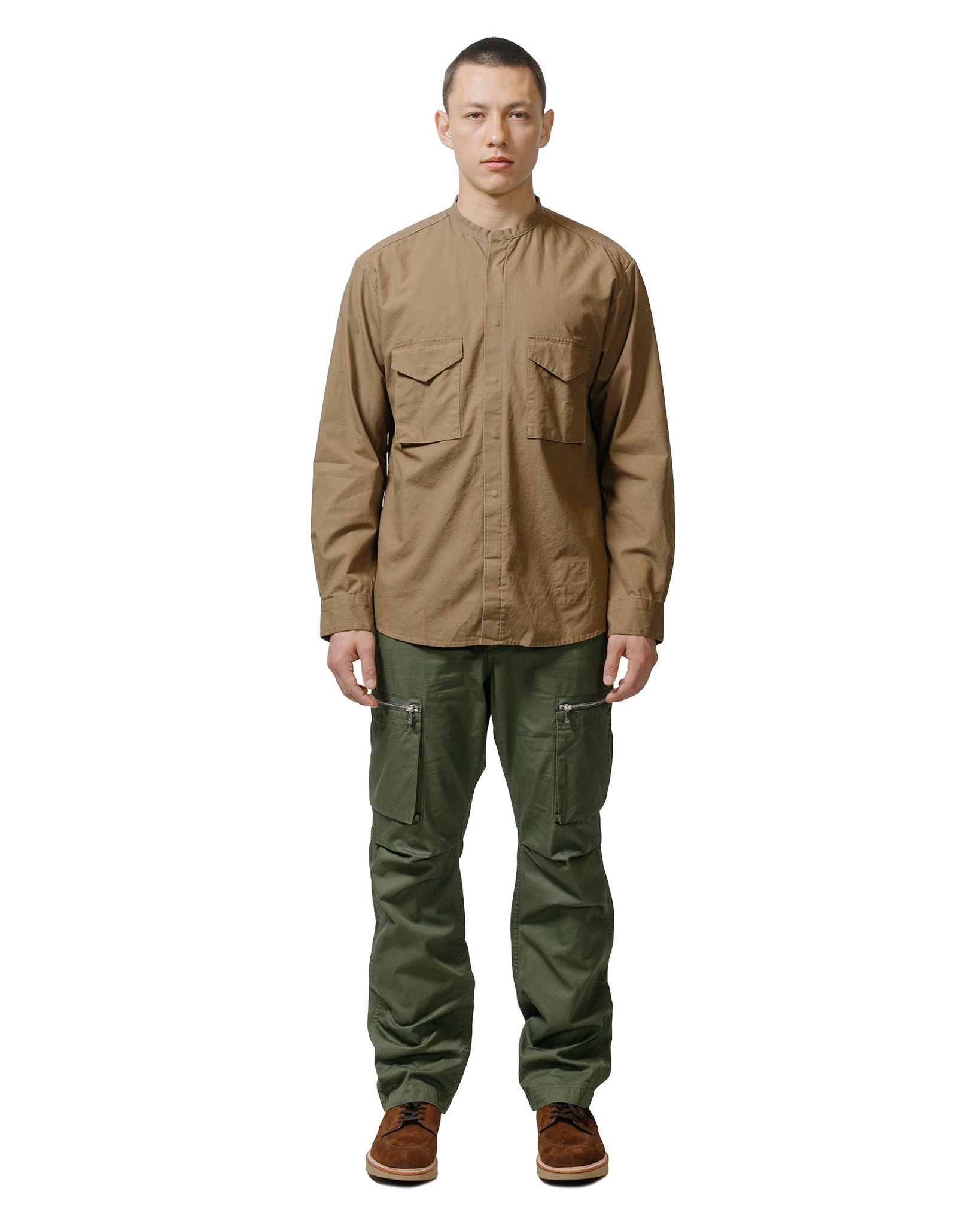 nonnative Trooper L/S Shirt Cotton Ripstop Light Brown model full