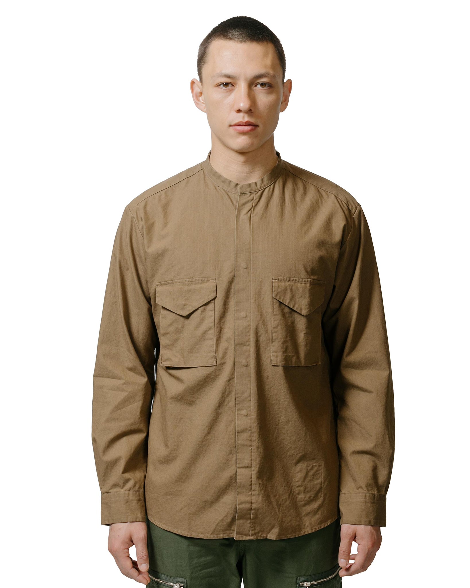 nonnative Trooper L/S Shirt Cotton Ripstop Light Brown model front
