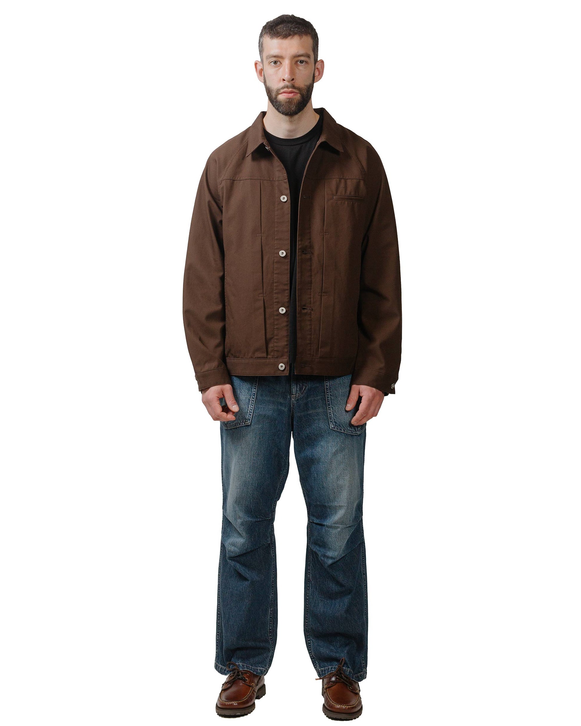 nonnative Trucker Blouson Polyester Cotton Satin Brown model full