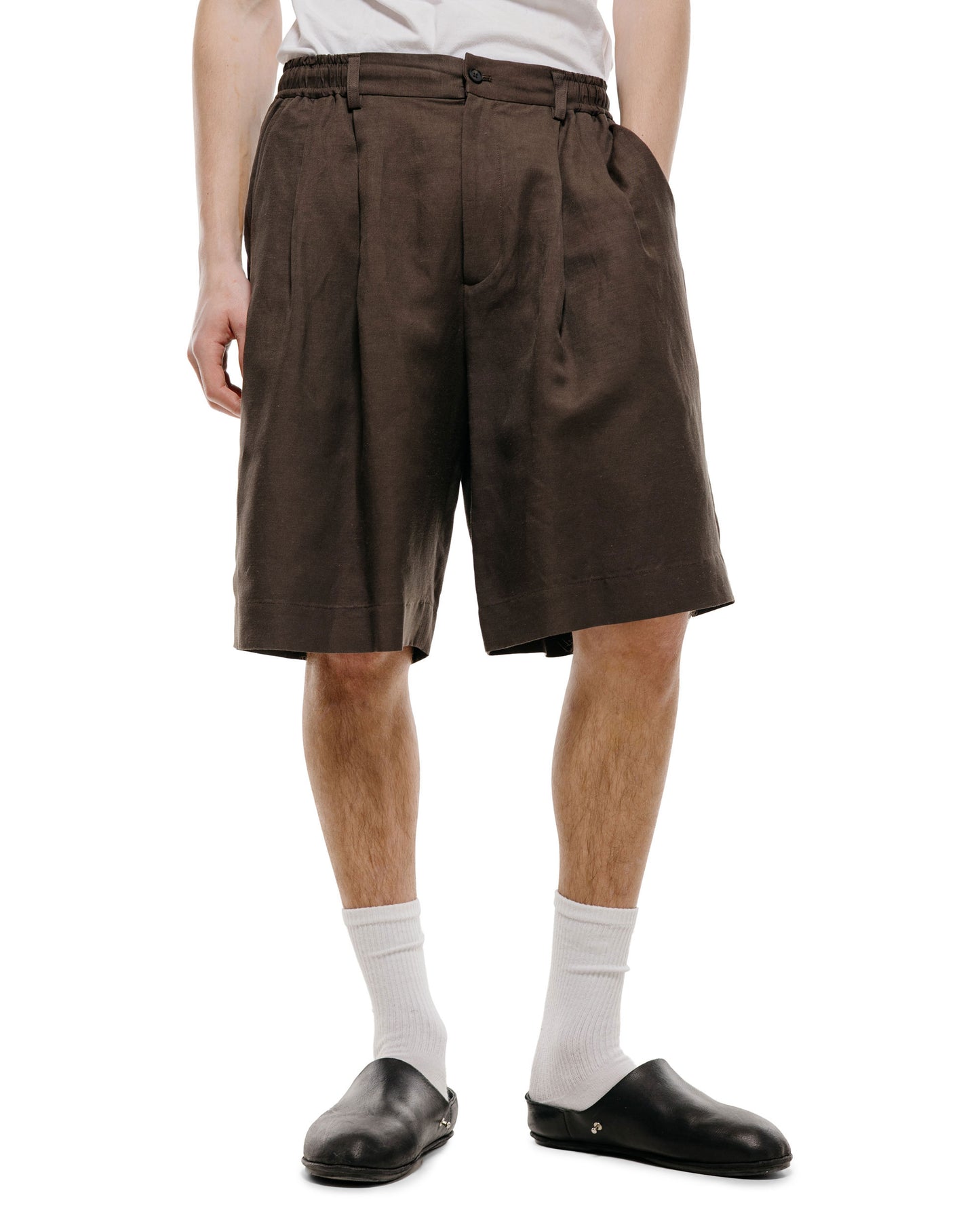ssstein Vis/Li/Ra Twill Wide Easy Short Trousers Khaki Brown