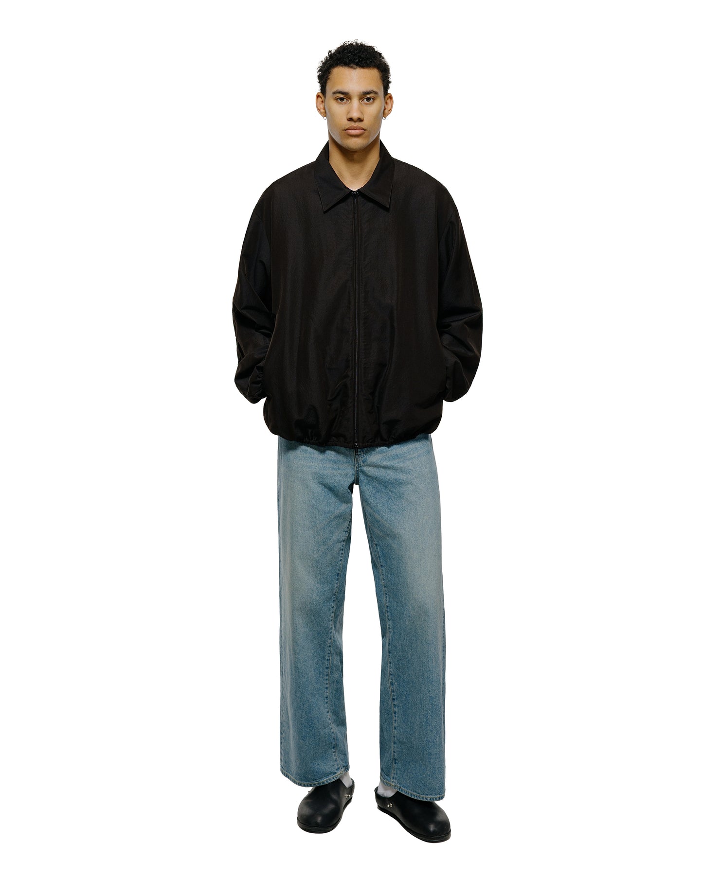 ssstein Wool Silk Collared Zip Jacket Dark Charcoal