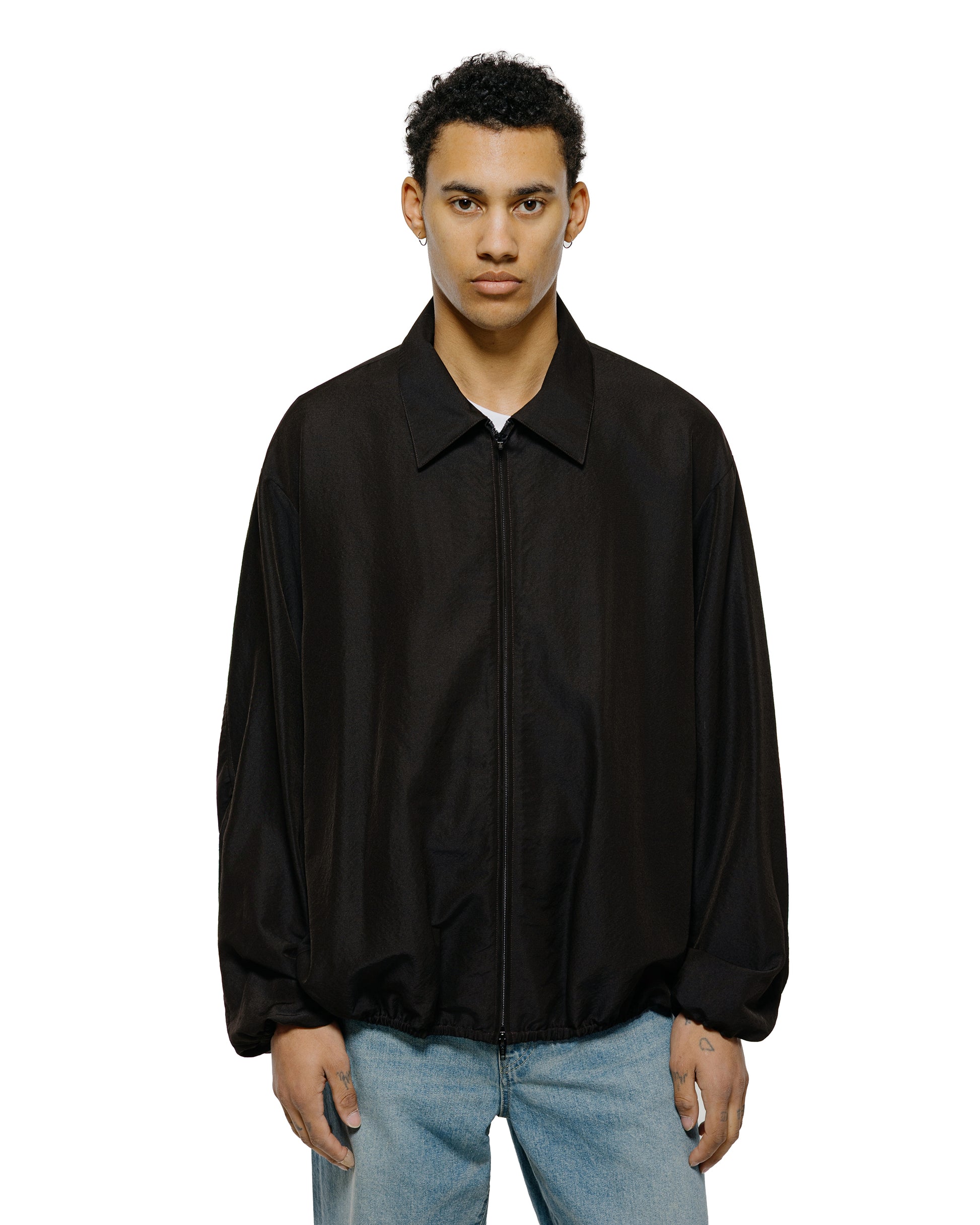 ssstein Wool Silk Collared Zip Jacket Dark Charcoal