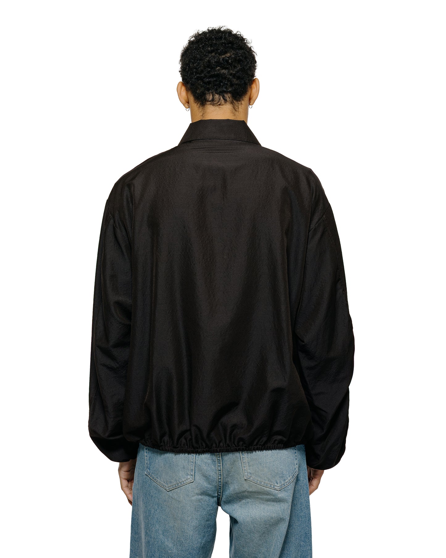 ssstein Wool Silk Collared Zip Jacket Dark Charcoal