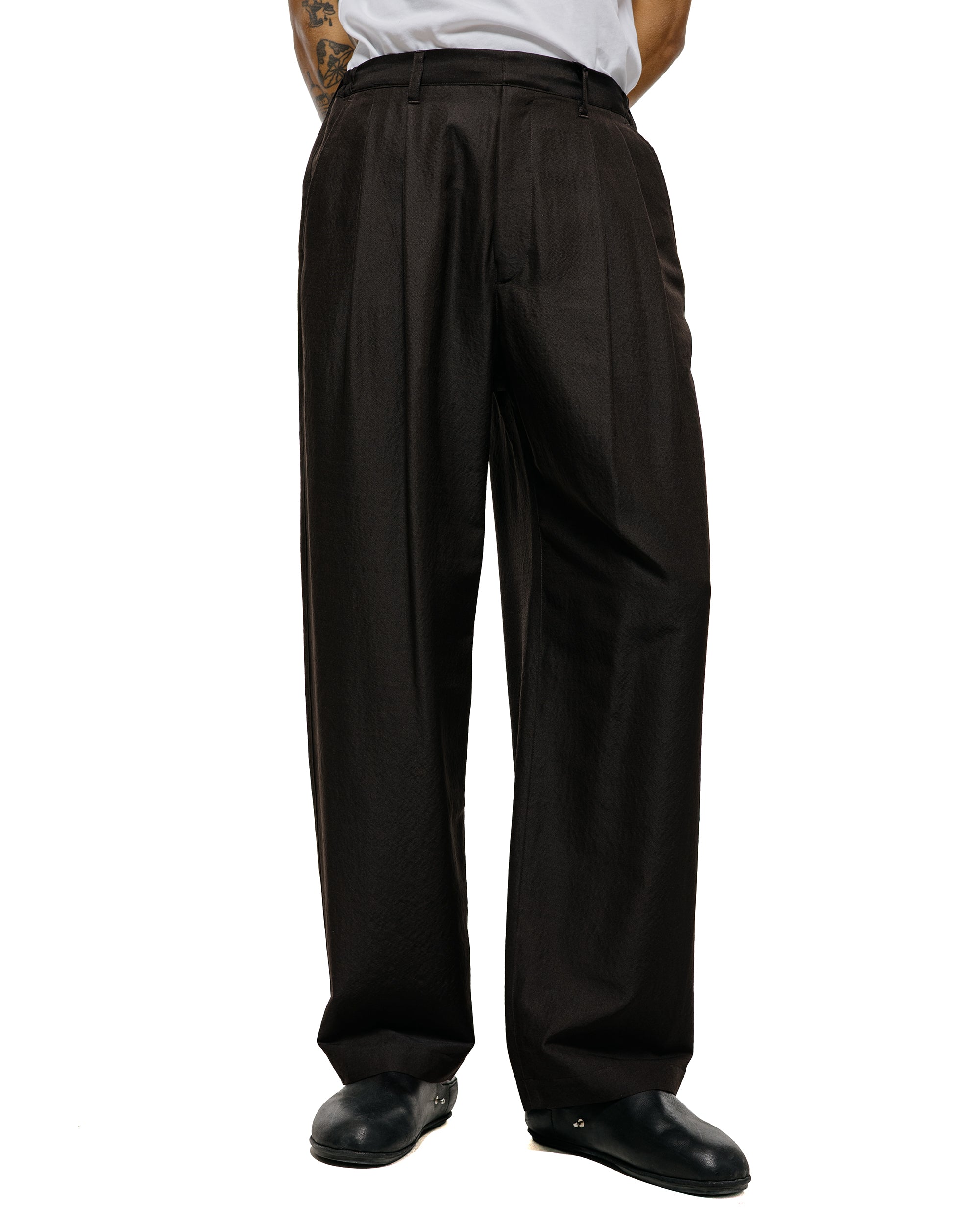 ssstein Wool Silk Wide Easy Trouser Dark Charcoal