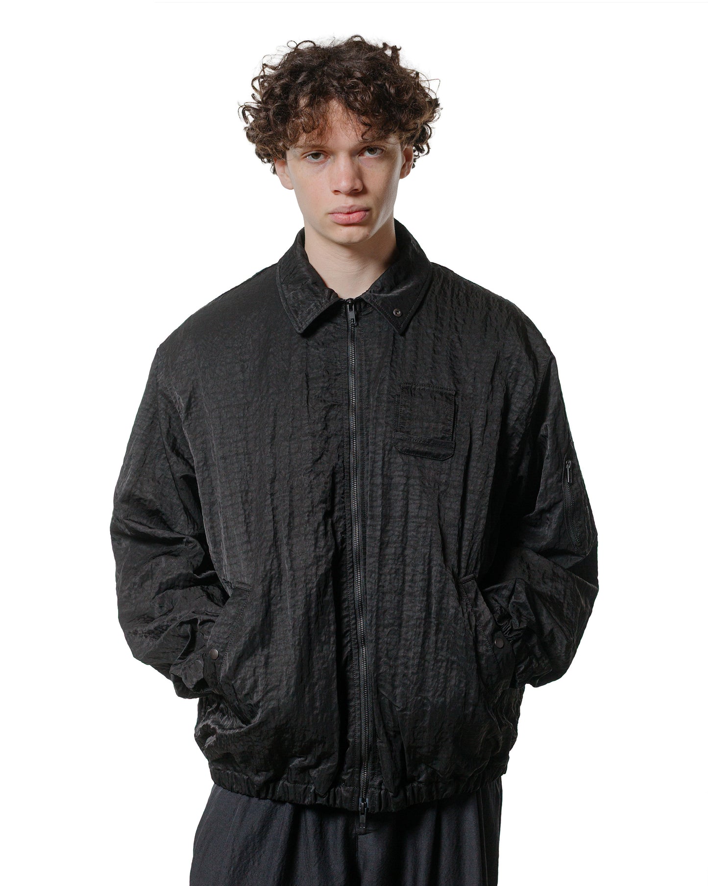 ssstein Bio Washed Nylon Oversized Fight Jacket Black