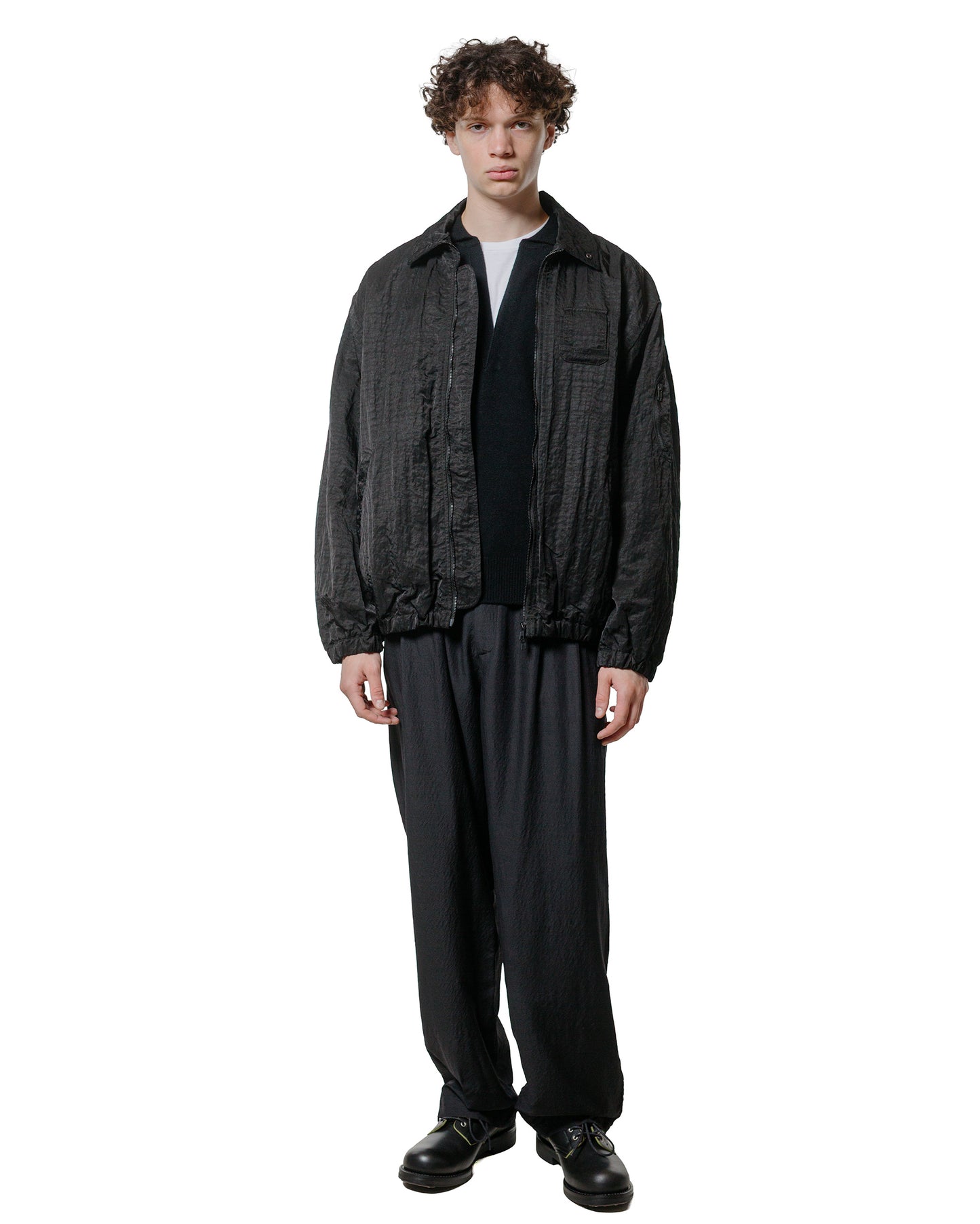 ssstein Bio Washed Nylon Oversized Fight Jacket Black