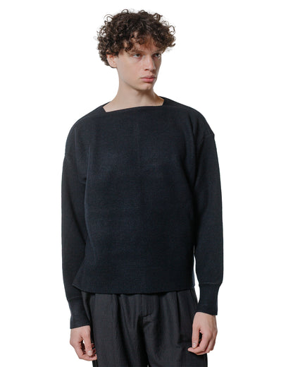 ssstein Extra Fine Wool Knit Boat Neck LS Black