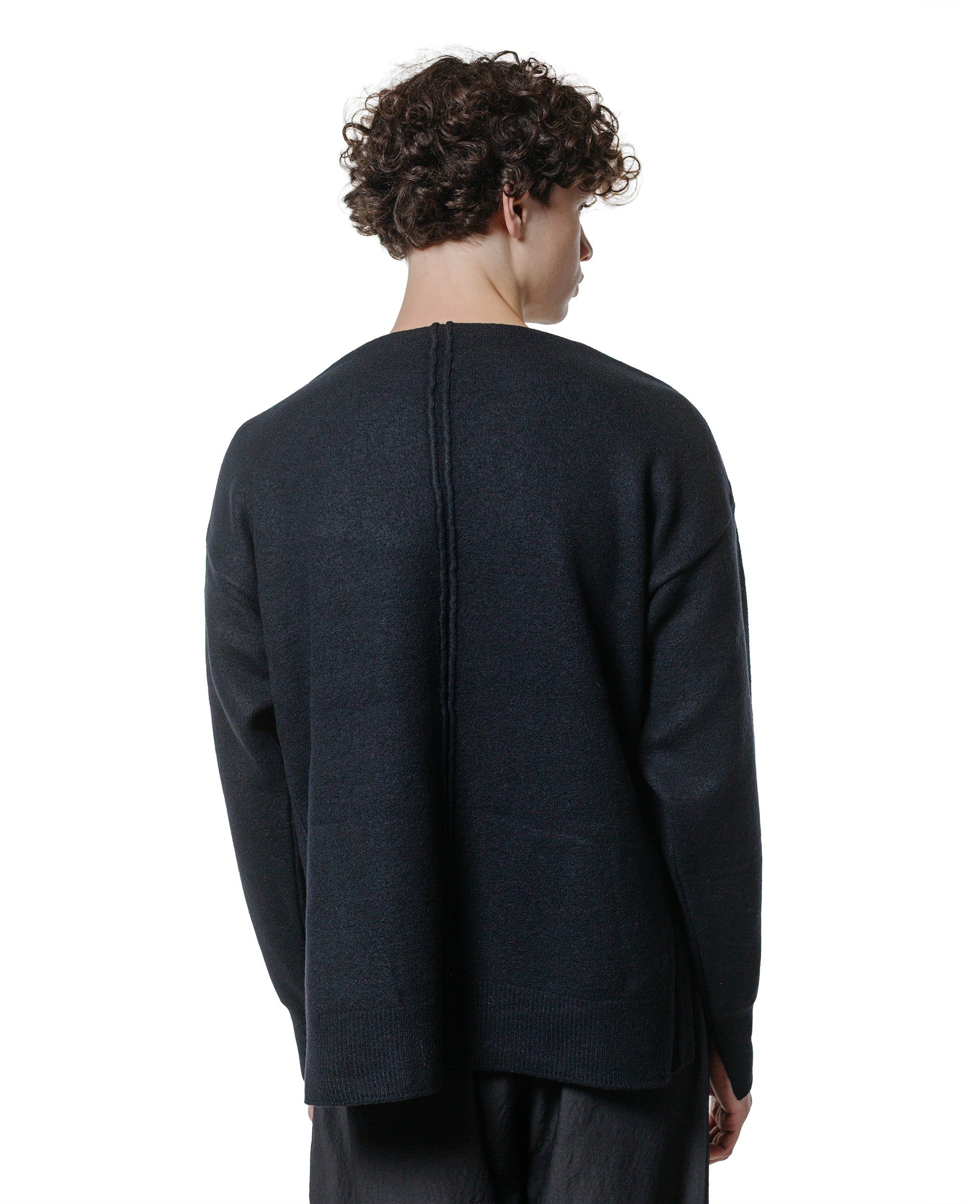 ssstein Extra Fine Wool Knit Boat Neck LS Black