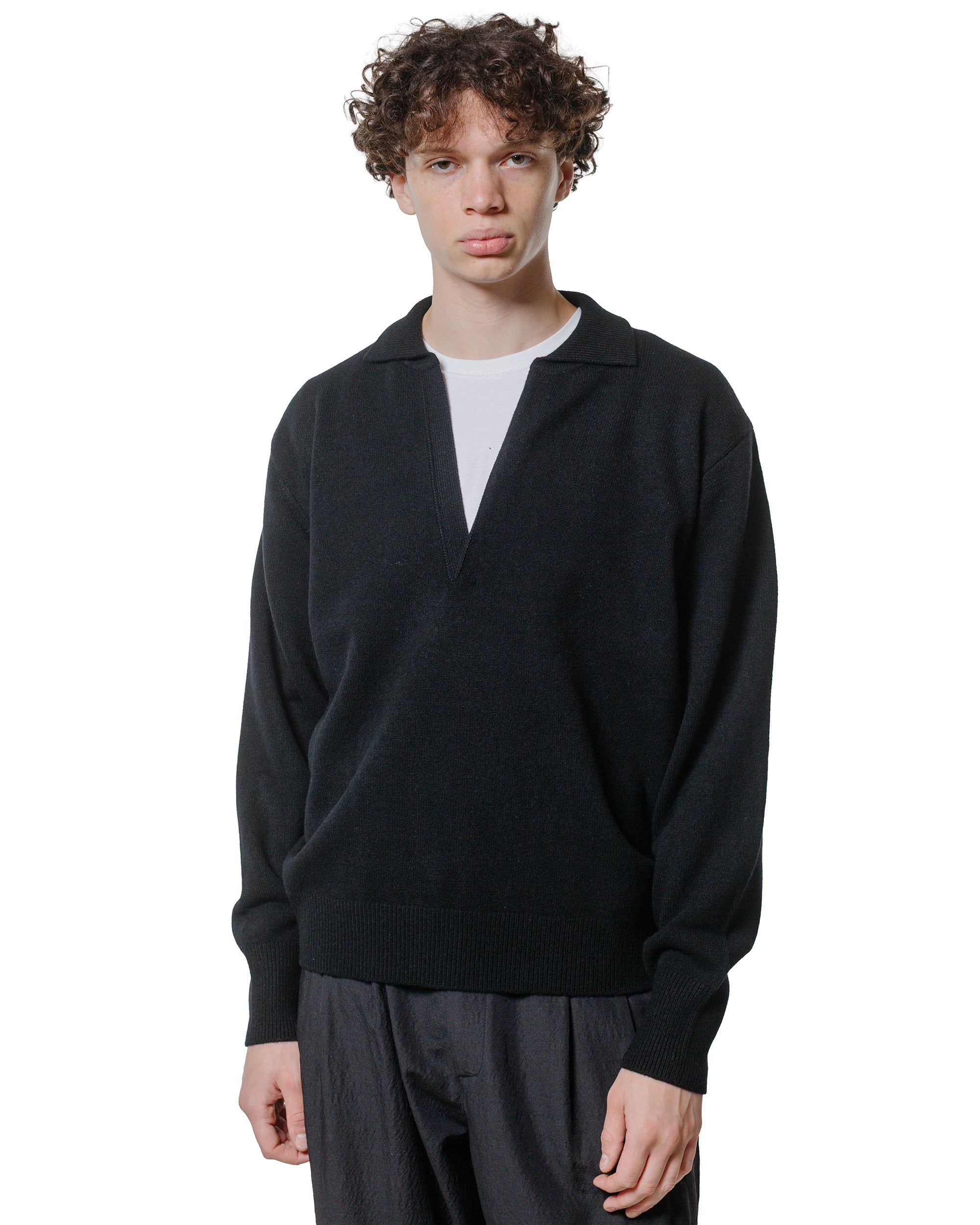 ssstein Extra Fine Wool Knit Skipper LS Black