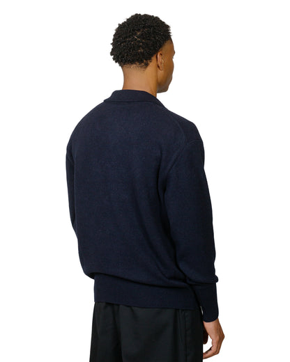 ssstein Extra Fine Wool Knit Skipper LS Dark Navy model back