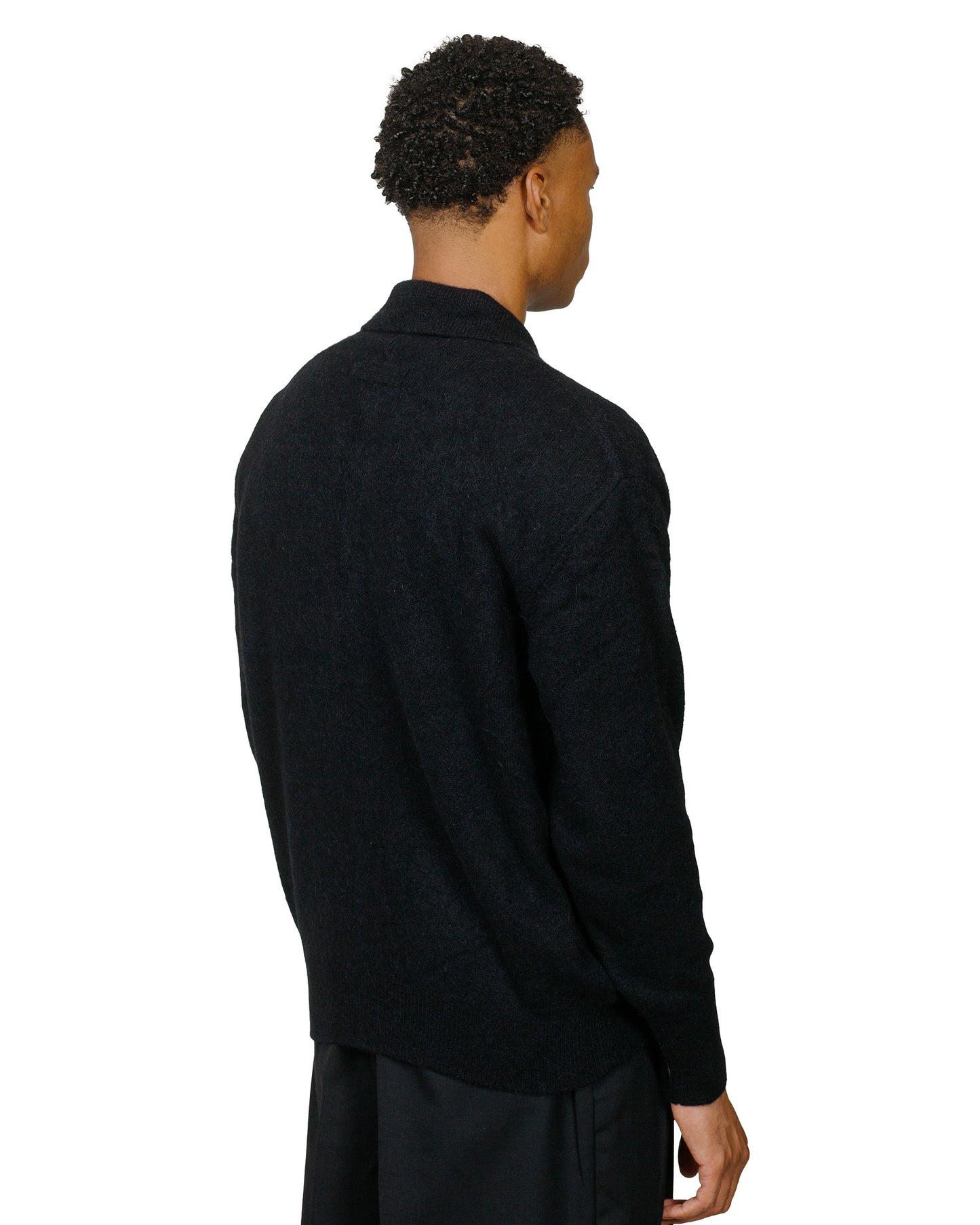 ssstein Fine Alpaca Knit Collared Cardigan Black model back