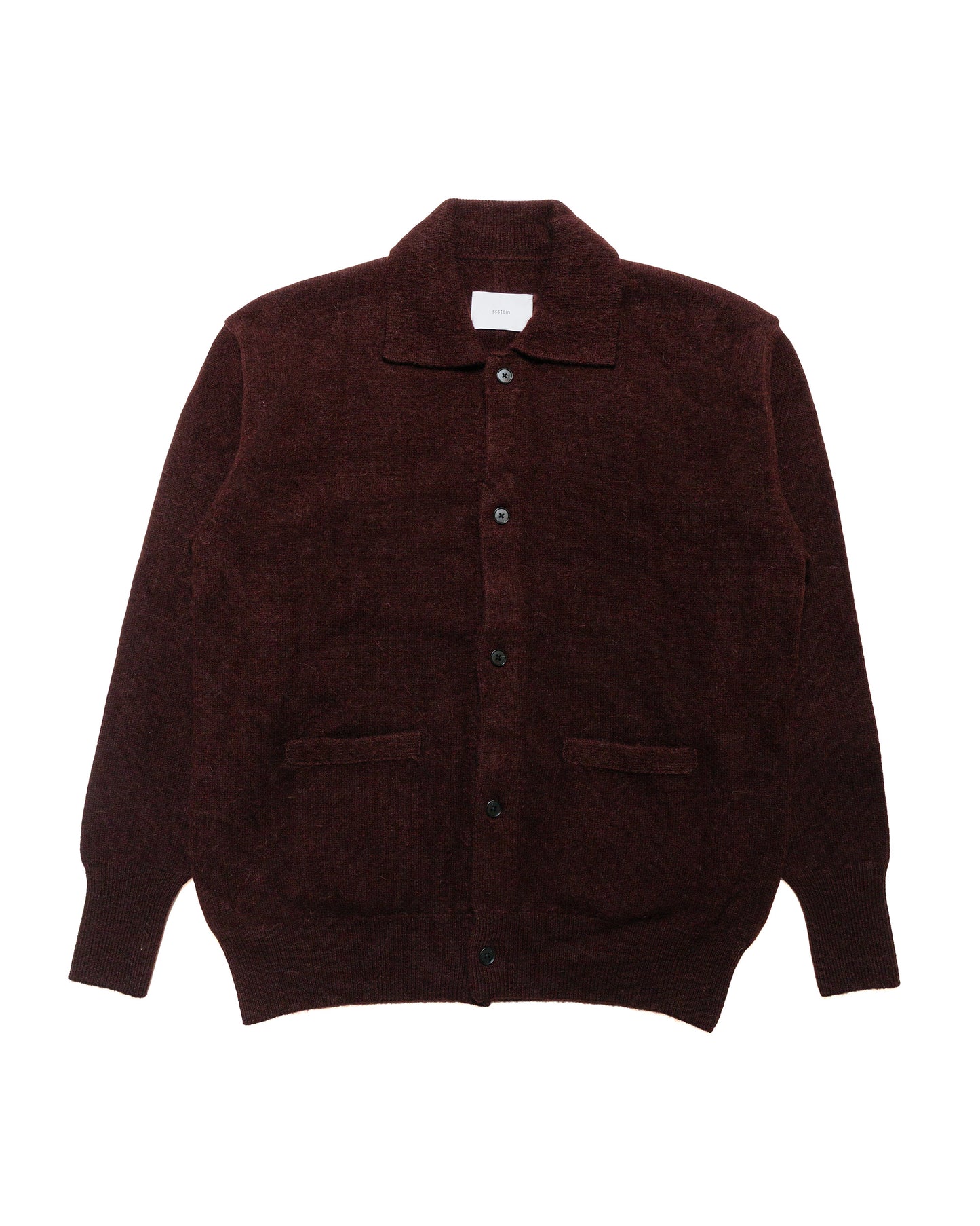 ssstein Fine Alpaca Knit Collared Cardigan Dark Brown