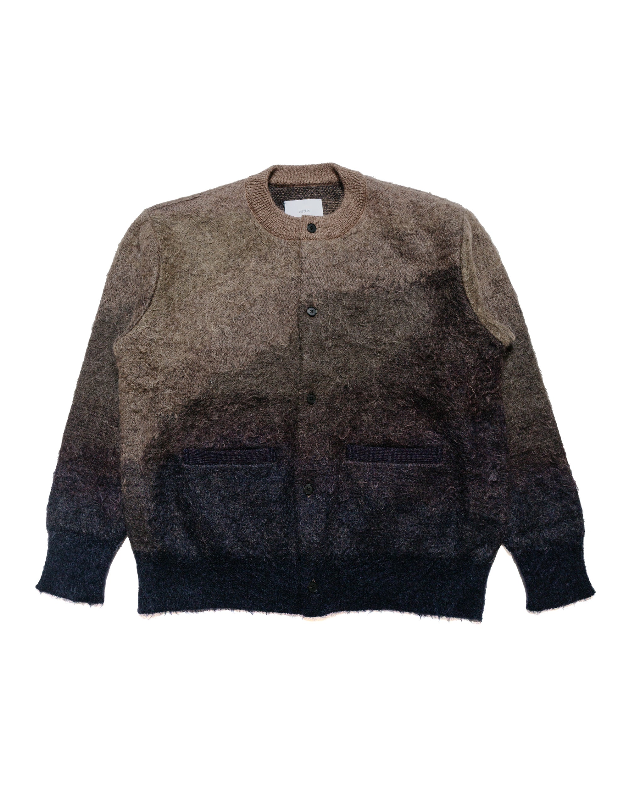 ssstein Gradation Mohair Knit Cardigan Navy Khaki Gradation