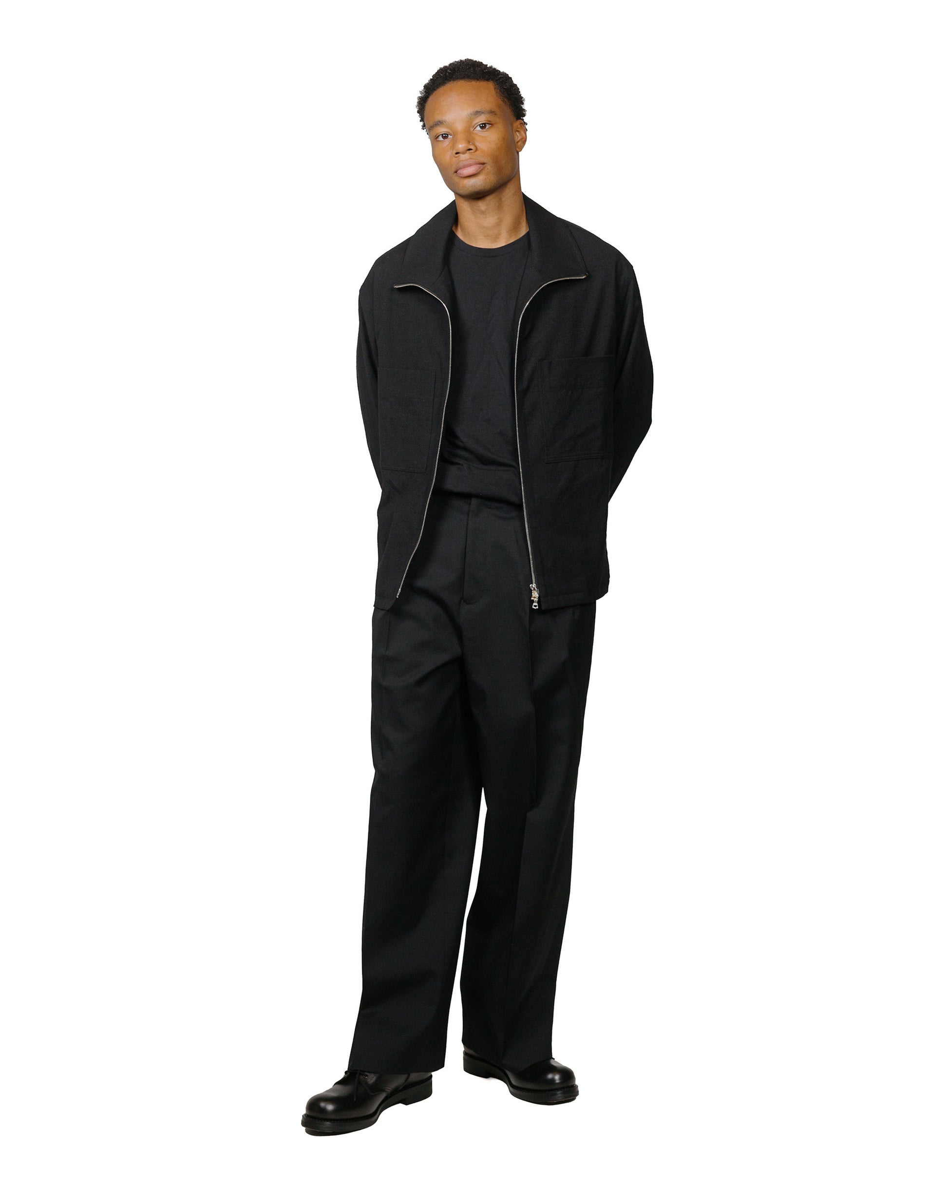 ssstein Long Wide Trousers Black model full