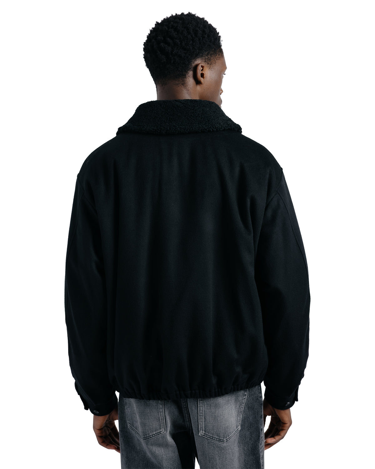 lost & found ssstein ssstein Mouton Collar Wool Cashmere Padded Jacket Black