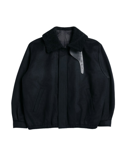 lost & found ssstein ssstein Mouton Collar Wool Cashmere Padded Jacket Black