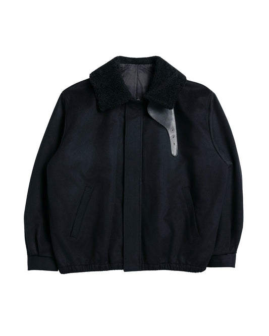 lost & found ssstein ssstein Mouton Collar Wool Cashmere Padded Jacket Black