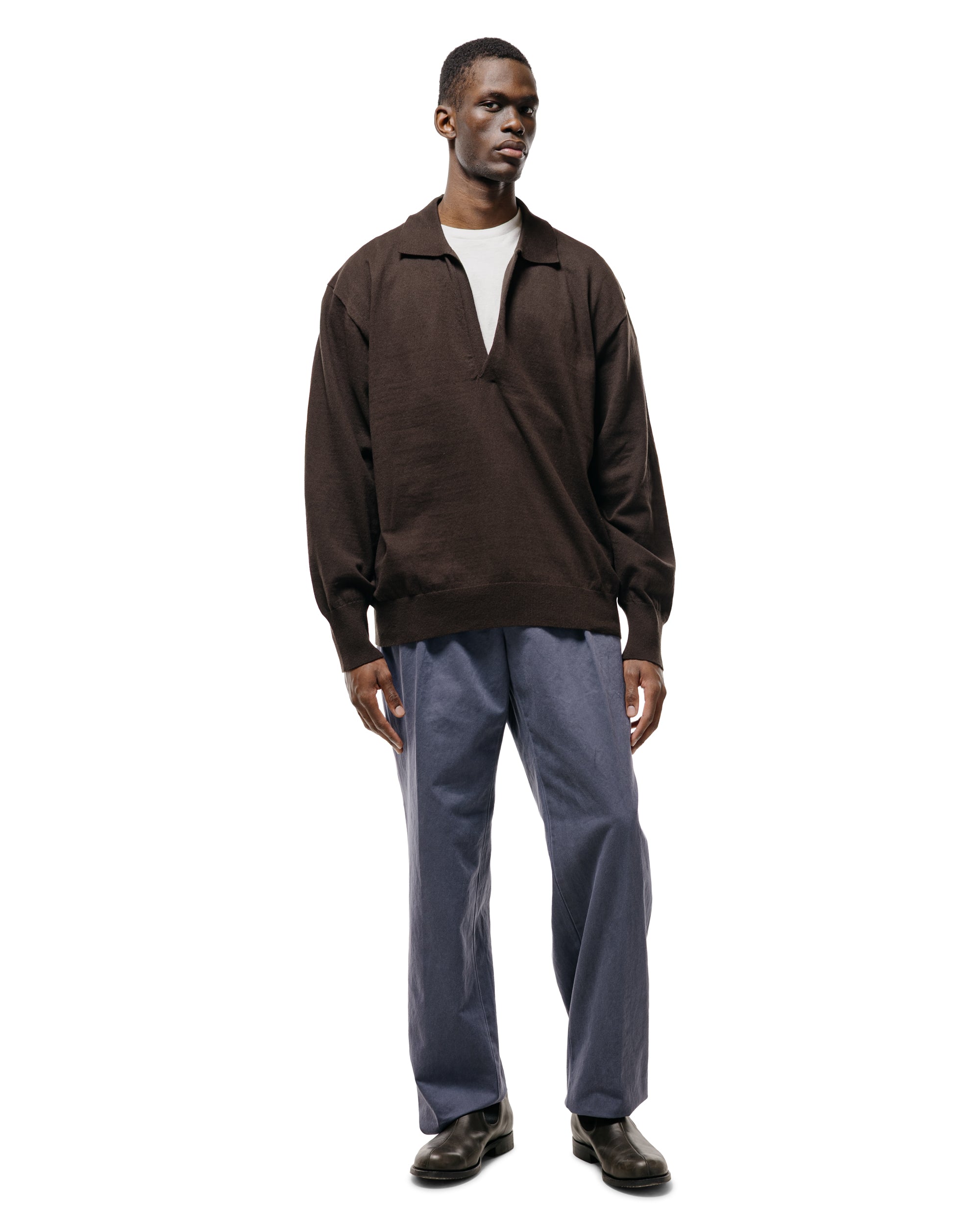 トップス ssstein Organic Cotton Knit Skipper LS ssstein Organic Cotton Knit Skipper LS Dark Brown