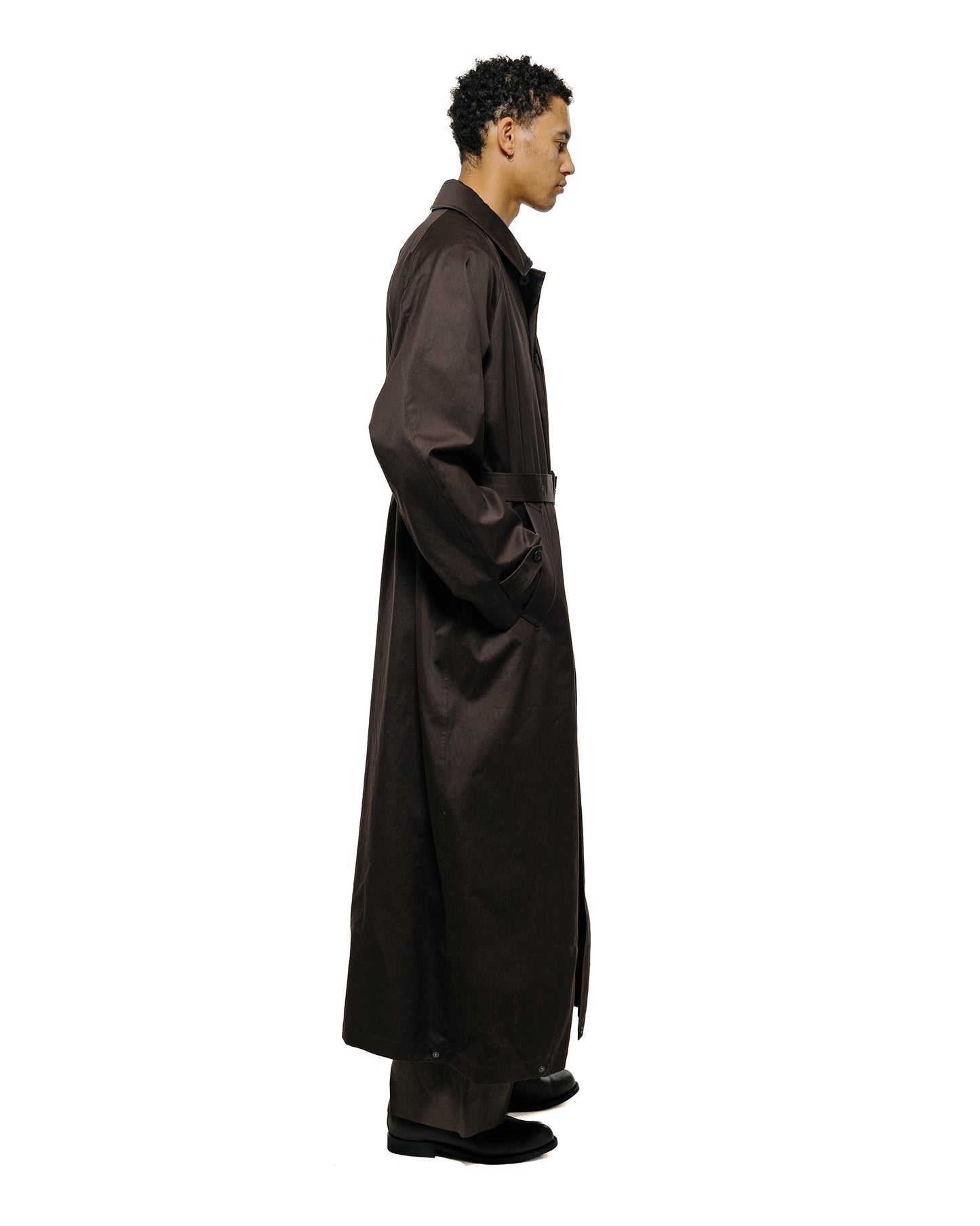ssstein Oversized Layered Combination Coat Dark Brown