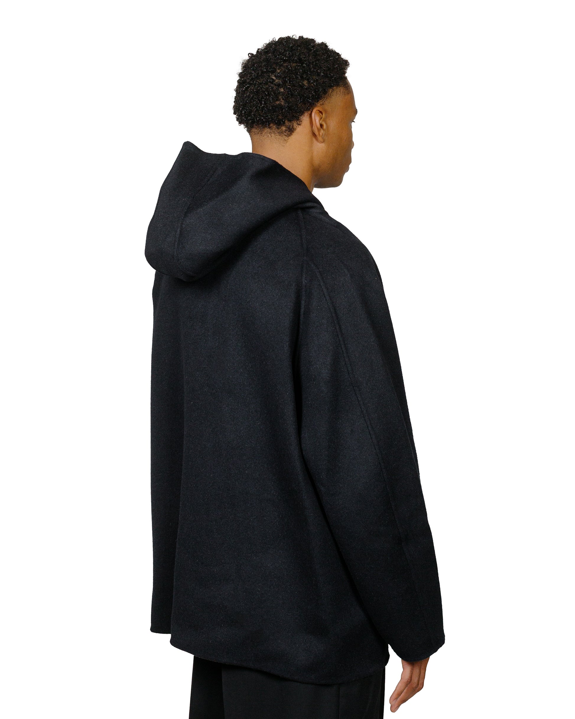 ssstein Reversible Hooded Half Coat NavyGrey Khaki model back