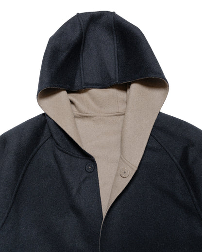 ssstein Reversible Hooded Half Coat NavyGrey Khaki hood