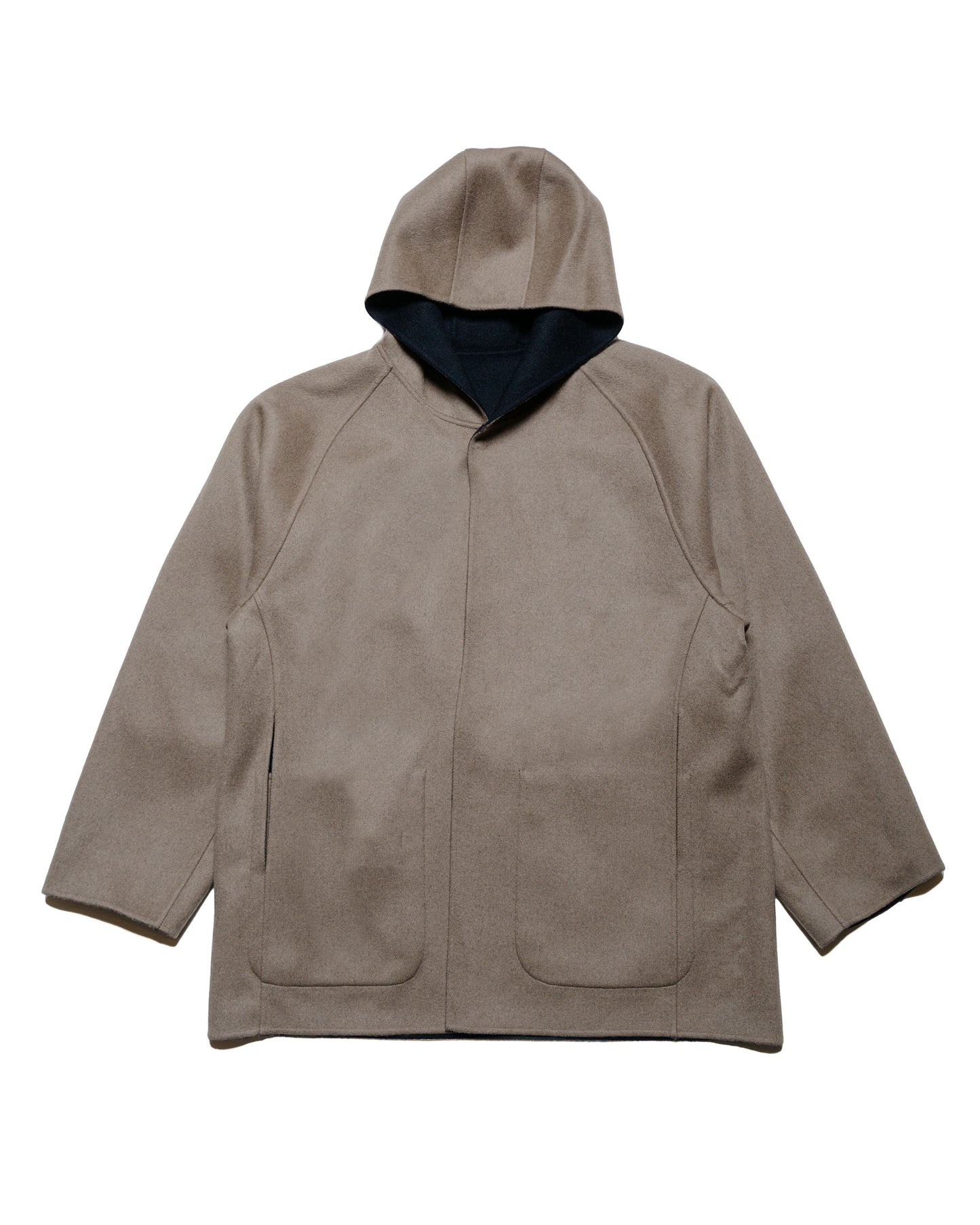 ssstein Reversible Hooded Half Coat Navy/Grey Khaki reverse