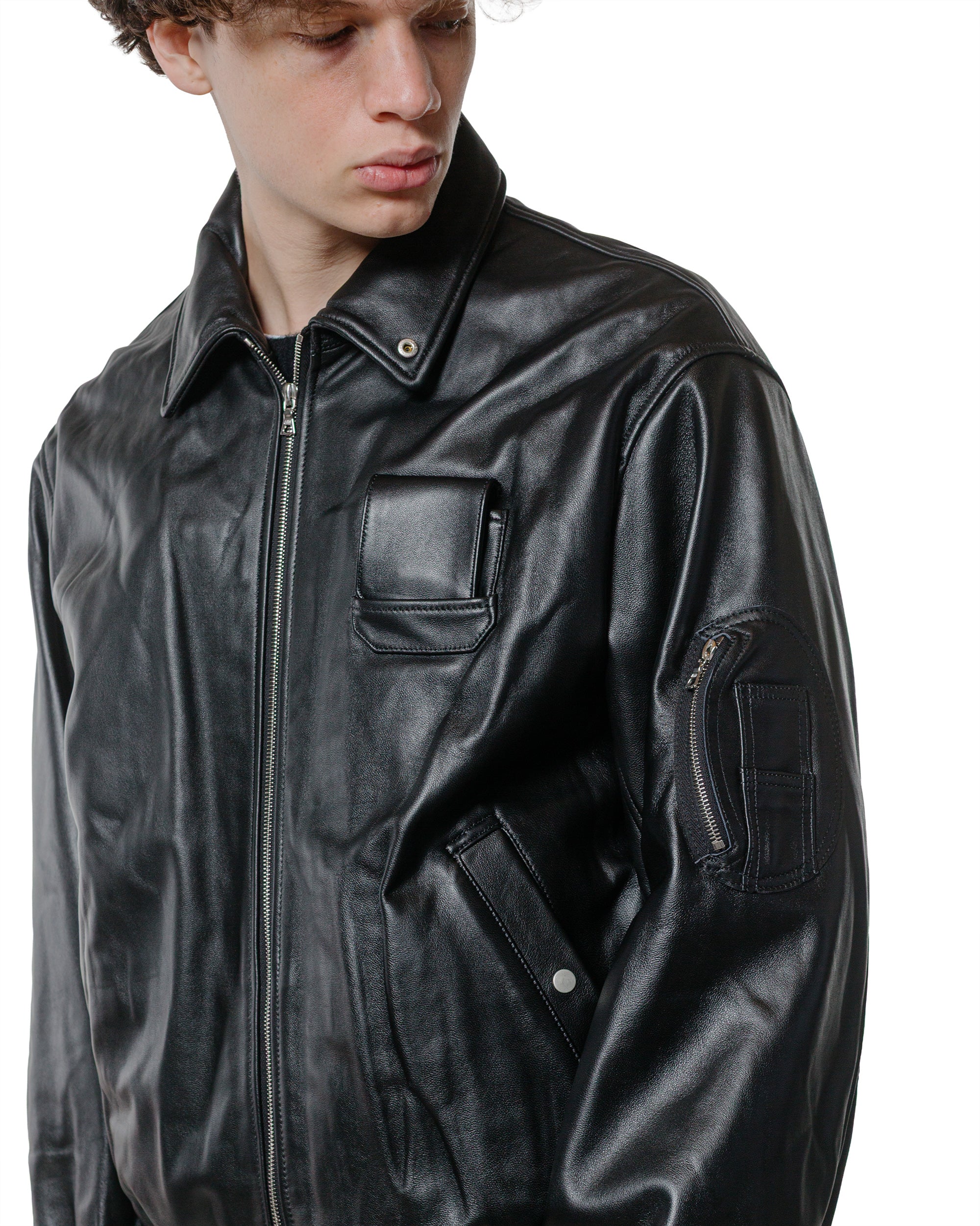 ジャケット・アウター sssstein SHEEP LEATHER FLIGHT JACKET ssstein Sheep Leather Flight Jacket Black