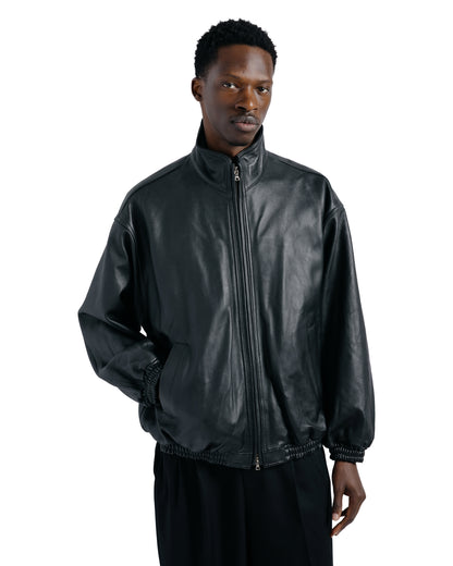 ssstein Sheep Leather Stand Collar Jacket Black
