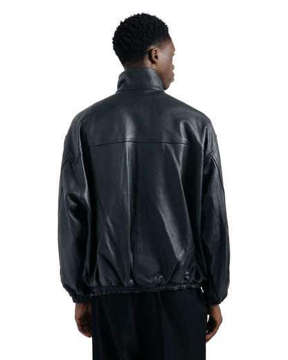 ssstein Sheep Leather Stand Collar Jacket Black