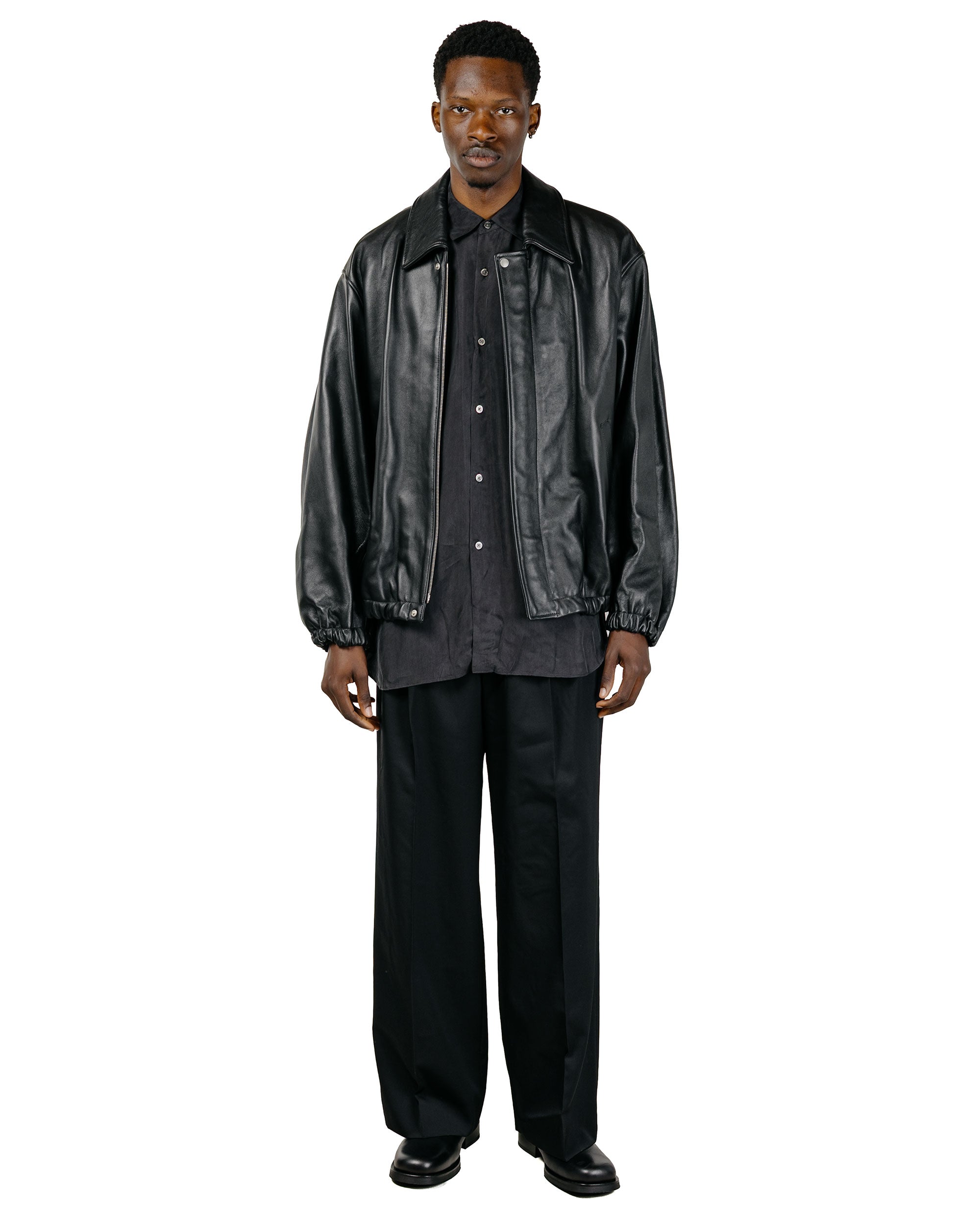 ssstein Sheep Leather Zip Short Jacket Black