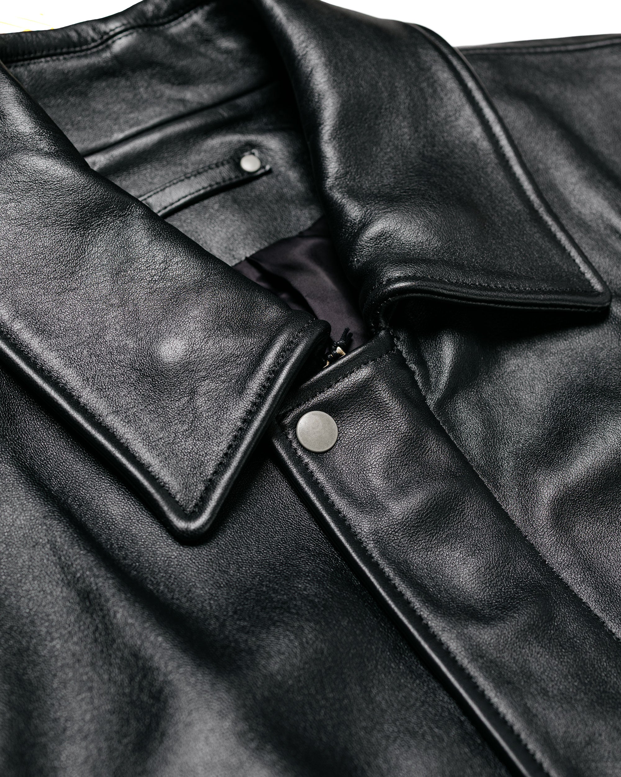 ssstein Sheep Leather Zip Short Jacket Black