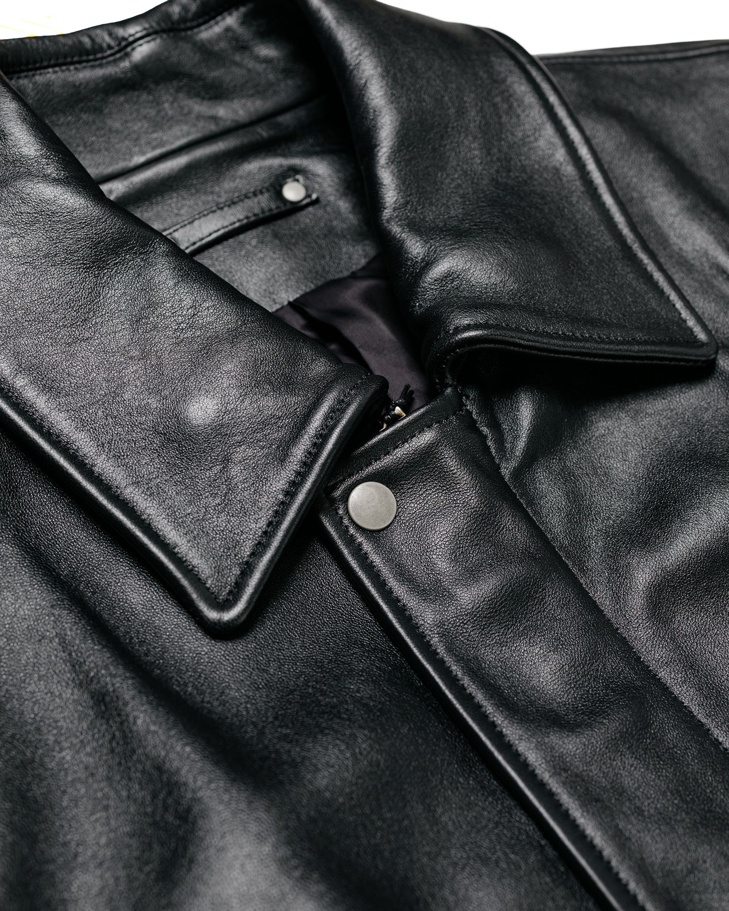 ssstein Sheep Leather Zip Short Jacket Black
