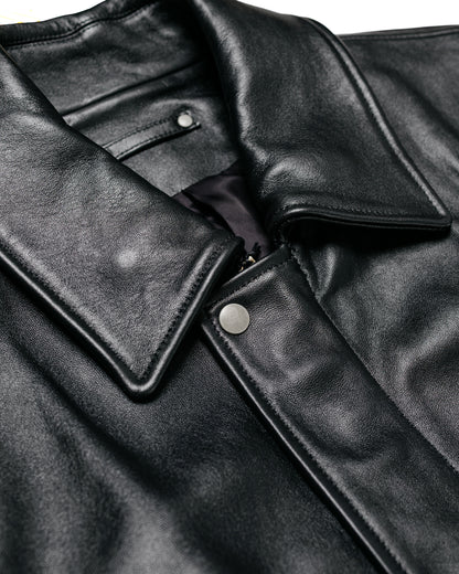 ssstein Sheep Leather Zip Short Jacket Black